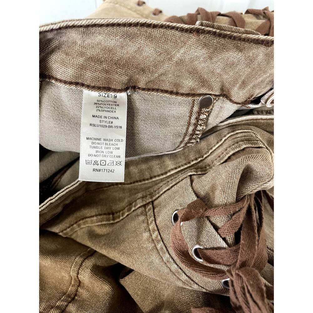 Rise Lace-up jeans tan 9 - Picture 6 of 8